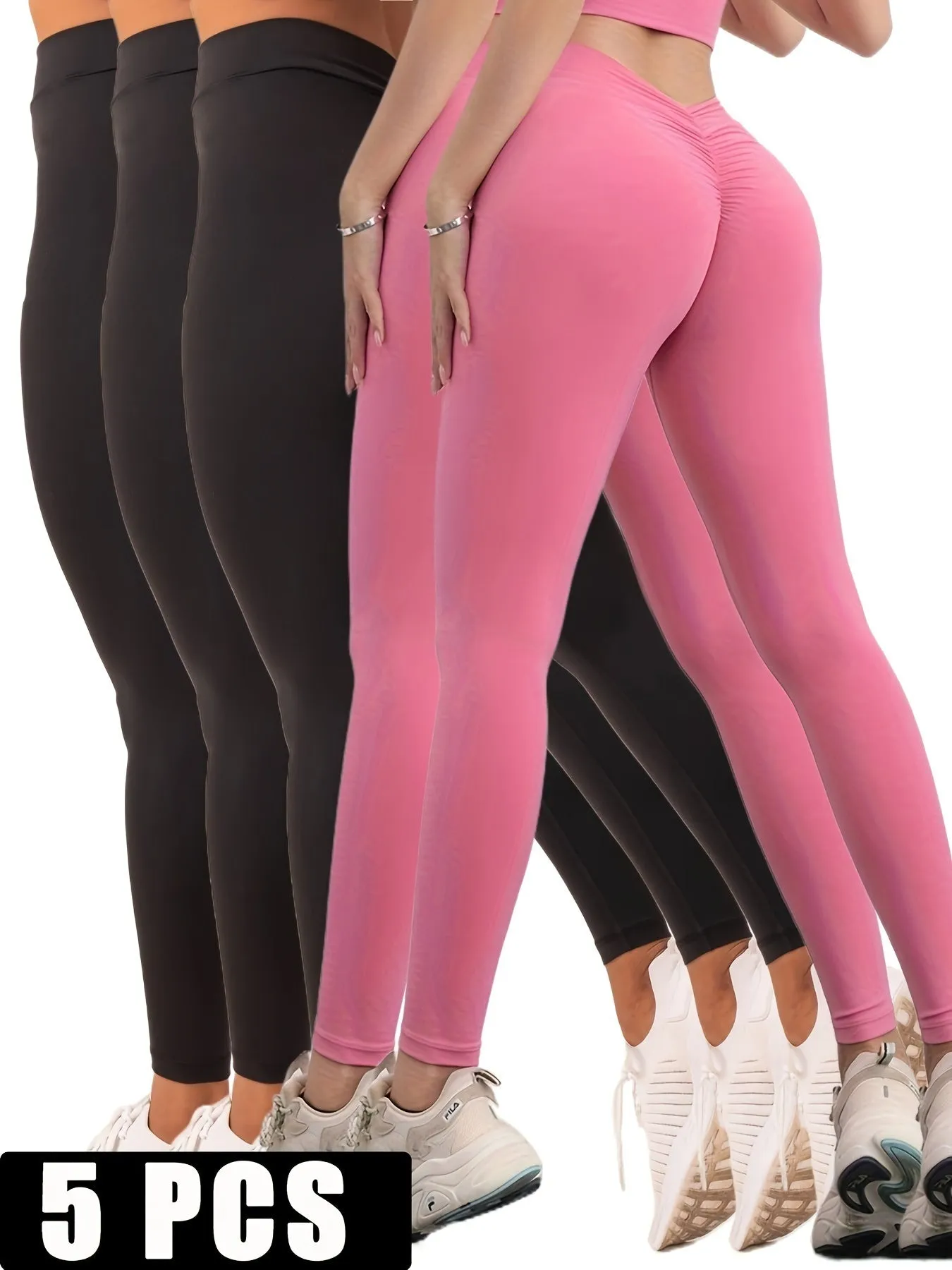 “5-Pack Women’s High-Waisted Butt-Lifting Workout Leggings”
