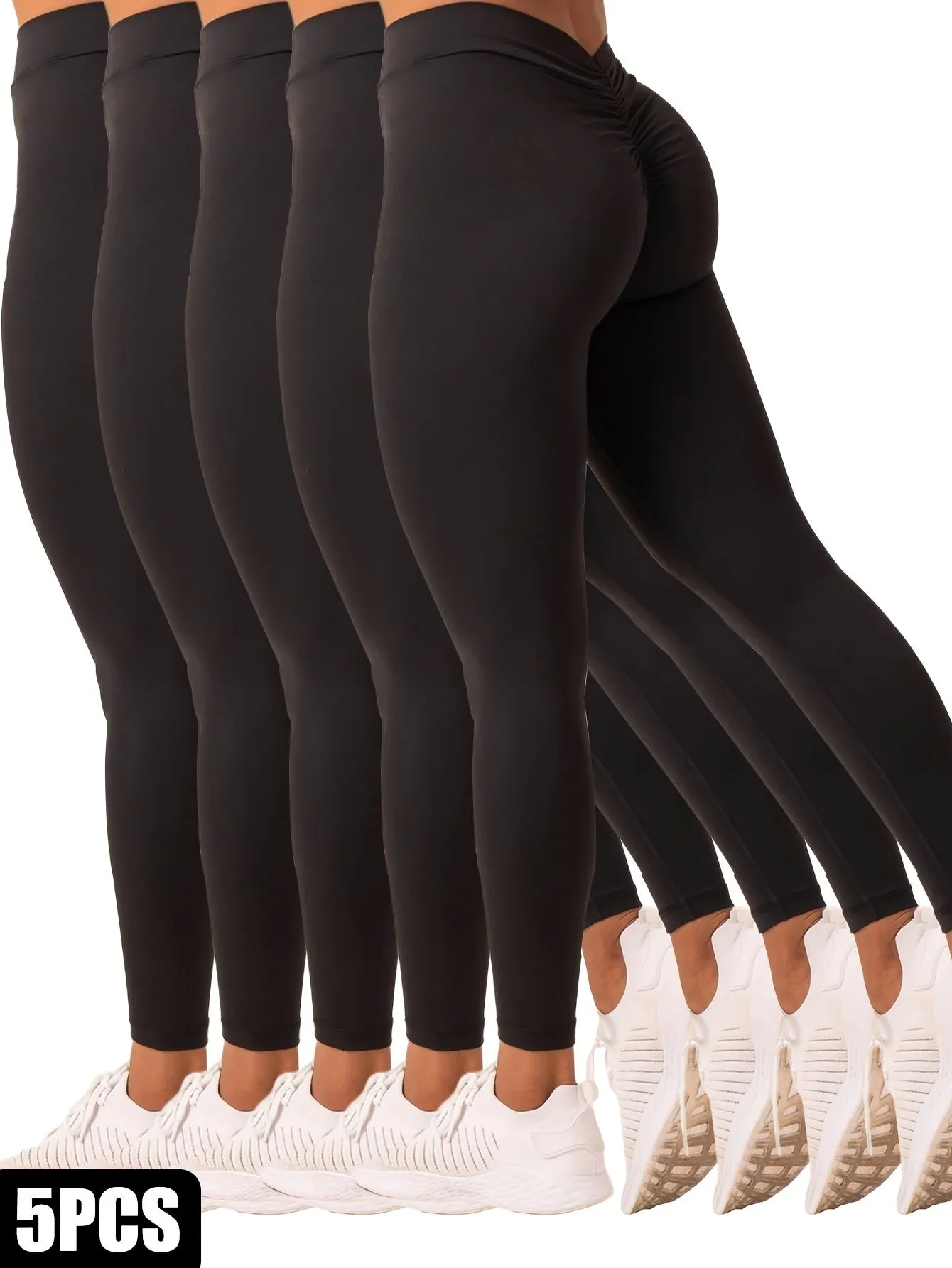 “5-Pack Women’s High-Waisted Butt-Lifting Workout Leggings”