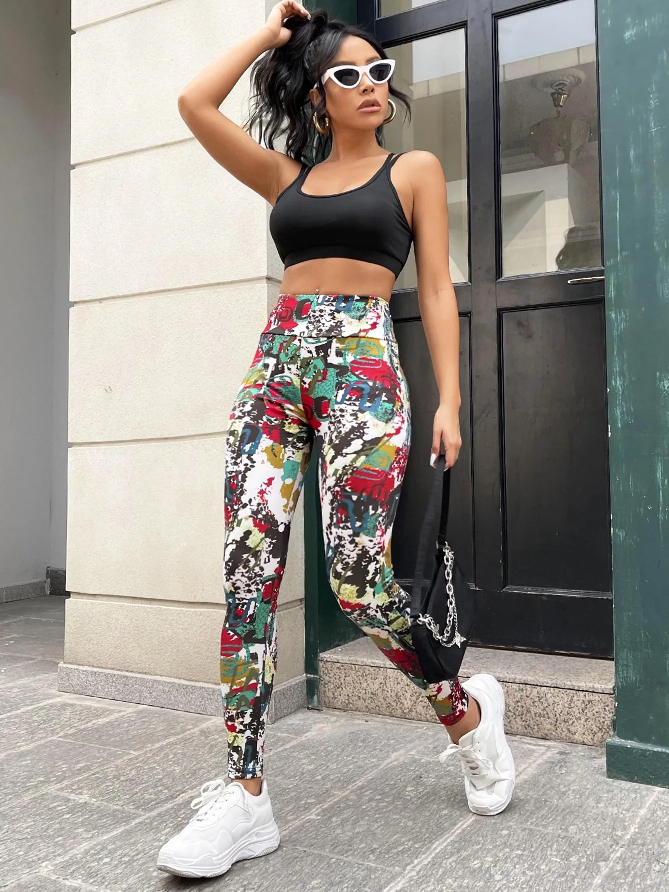 Allover Print High Waist Sports Leggings