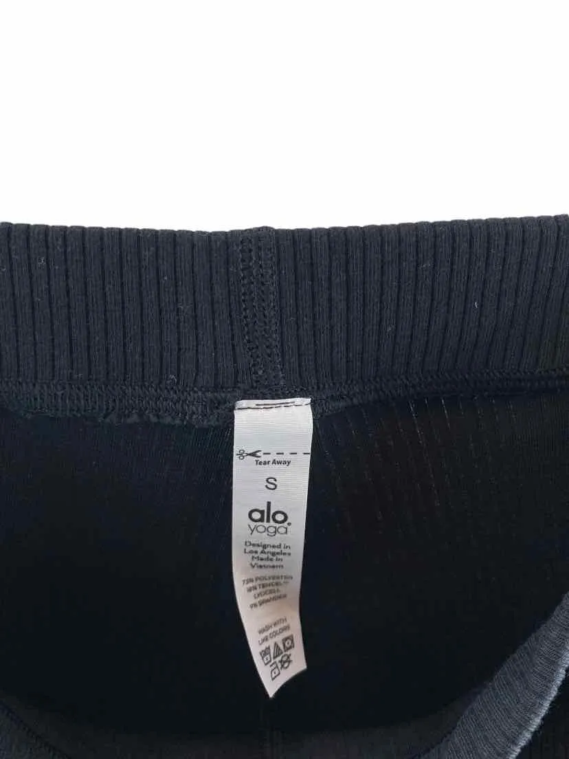 Alo Yoga Women's Ribbed High Waist Blissful 7/8 Leggings Black Size S