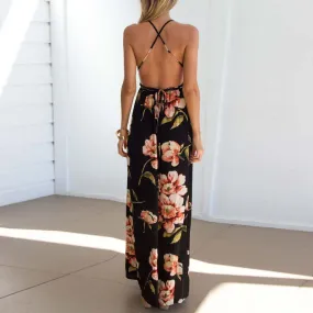 Backless tie up floral Maxi Dress