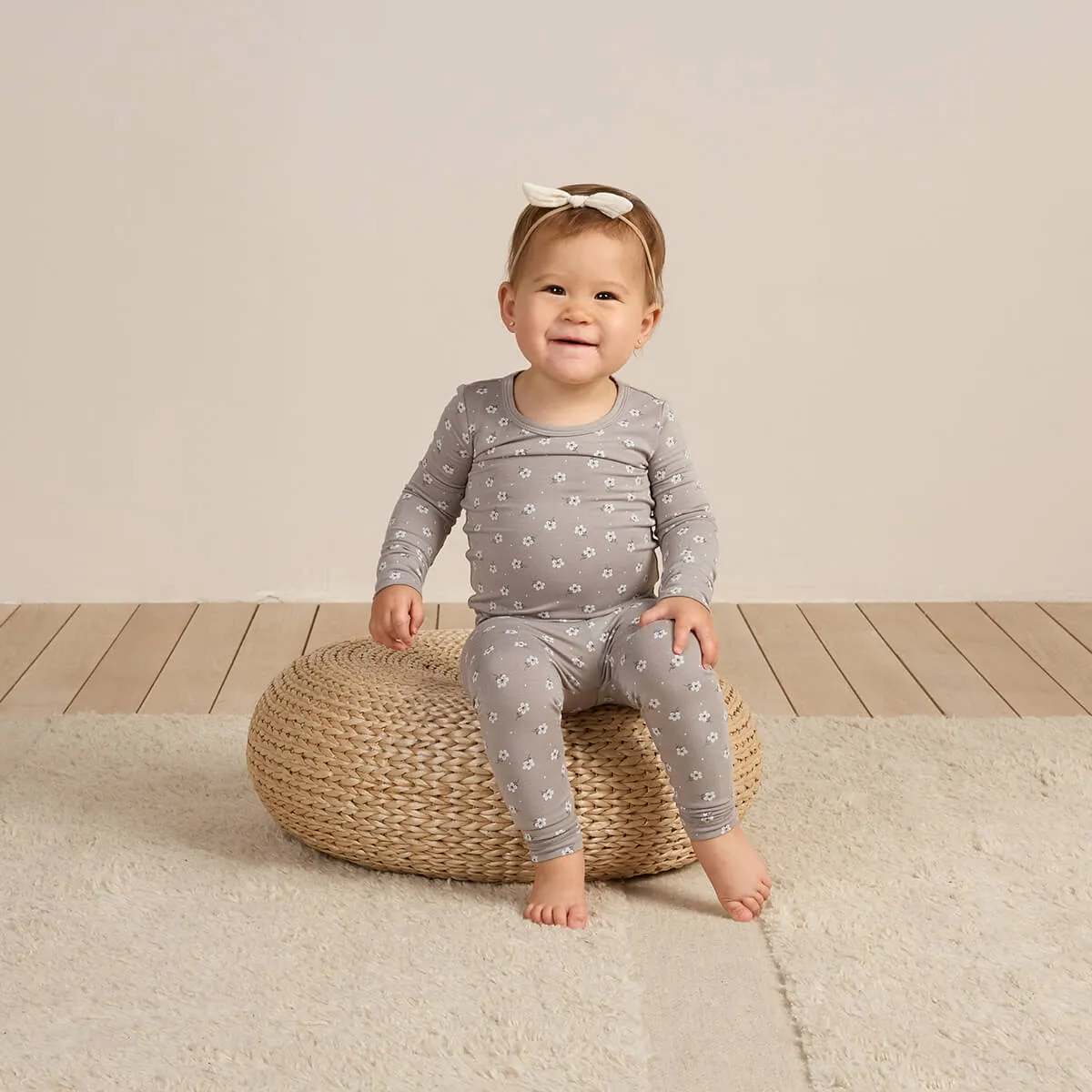 Bamboo Pyjama Set in Blue Ditsy by Quincy Mae