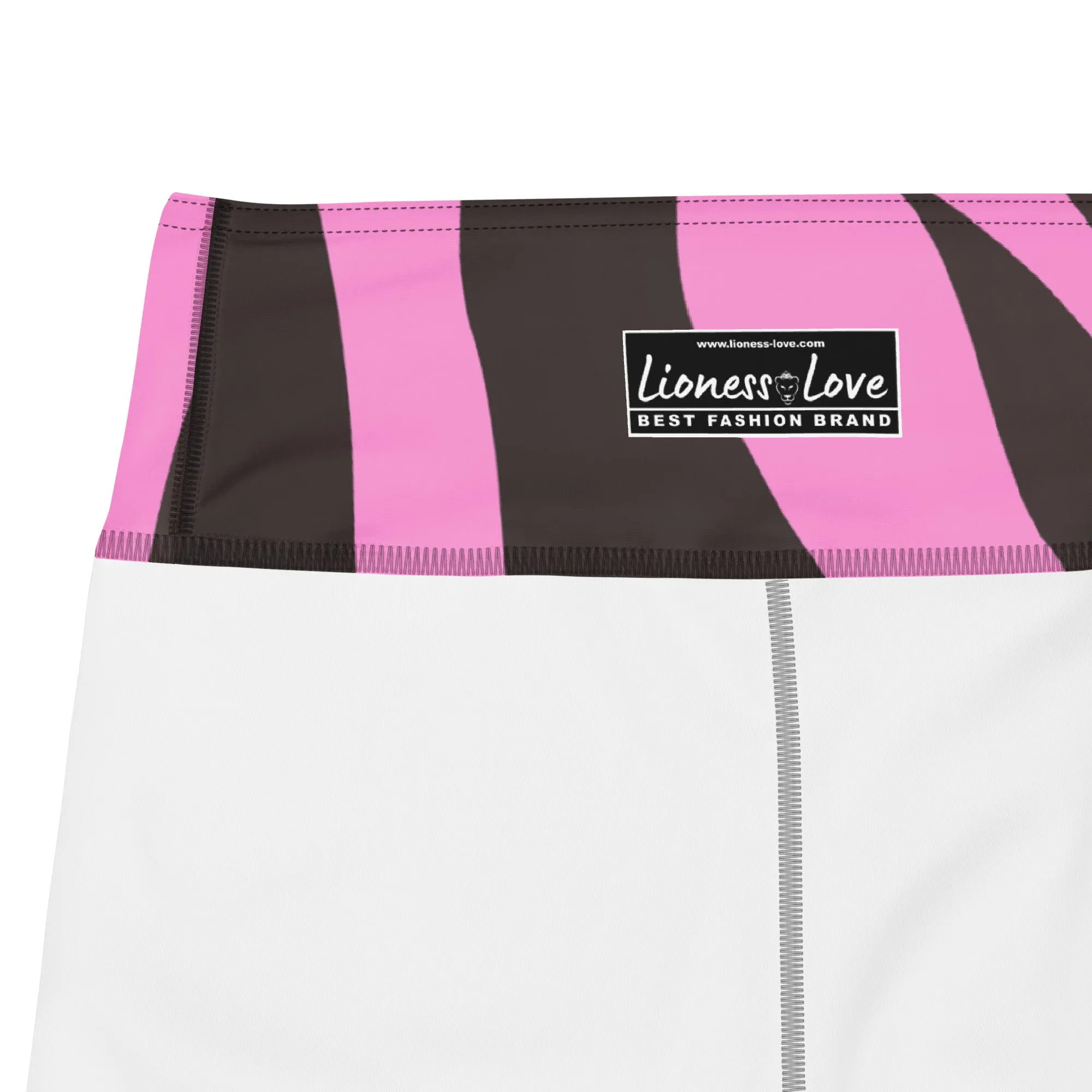 Black and Pink Yoga Capri Leggings Fitness Capri Leggings, lioness-love