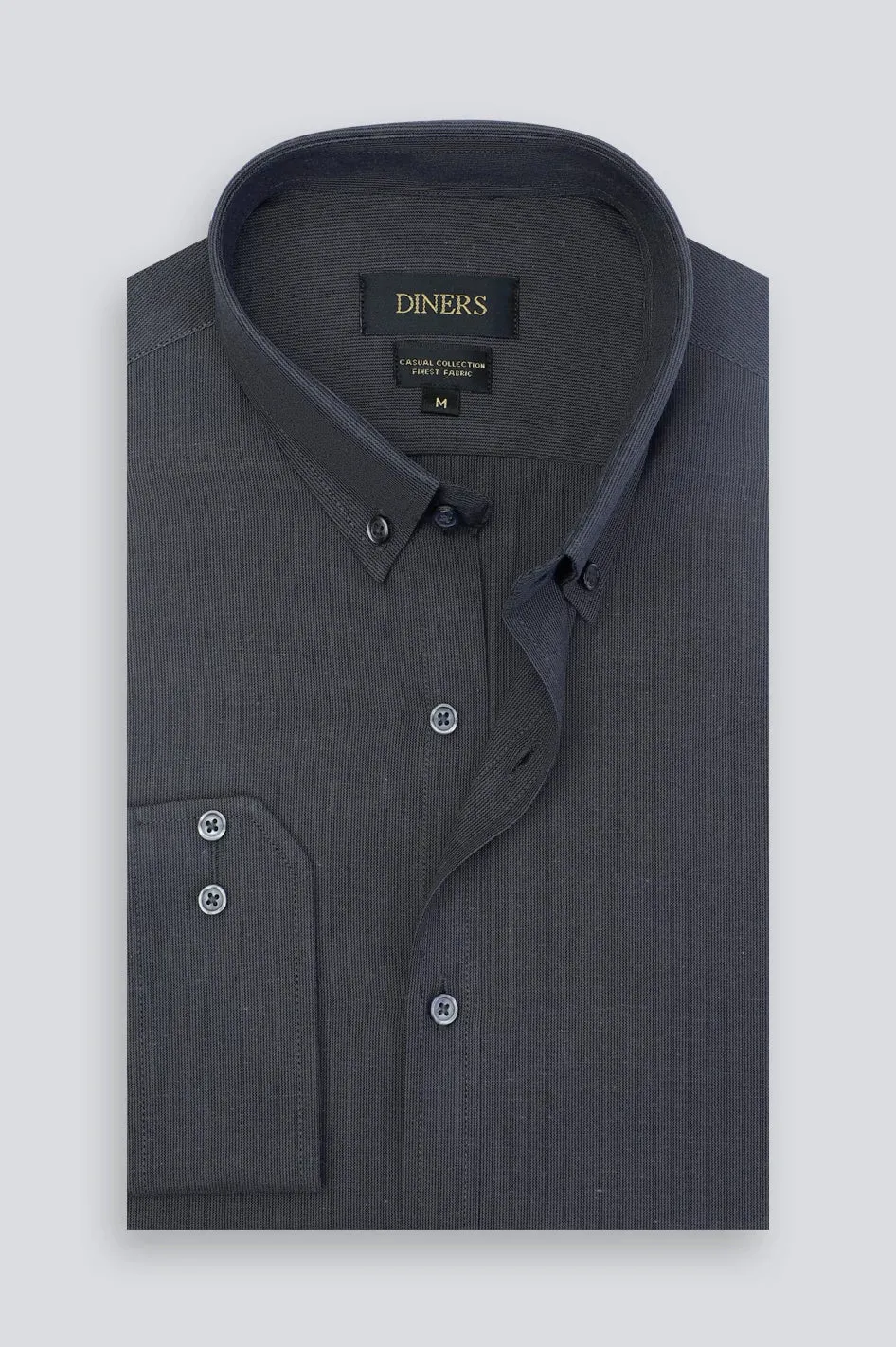 Black End-on-End Textured Casual Shirt