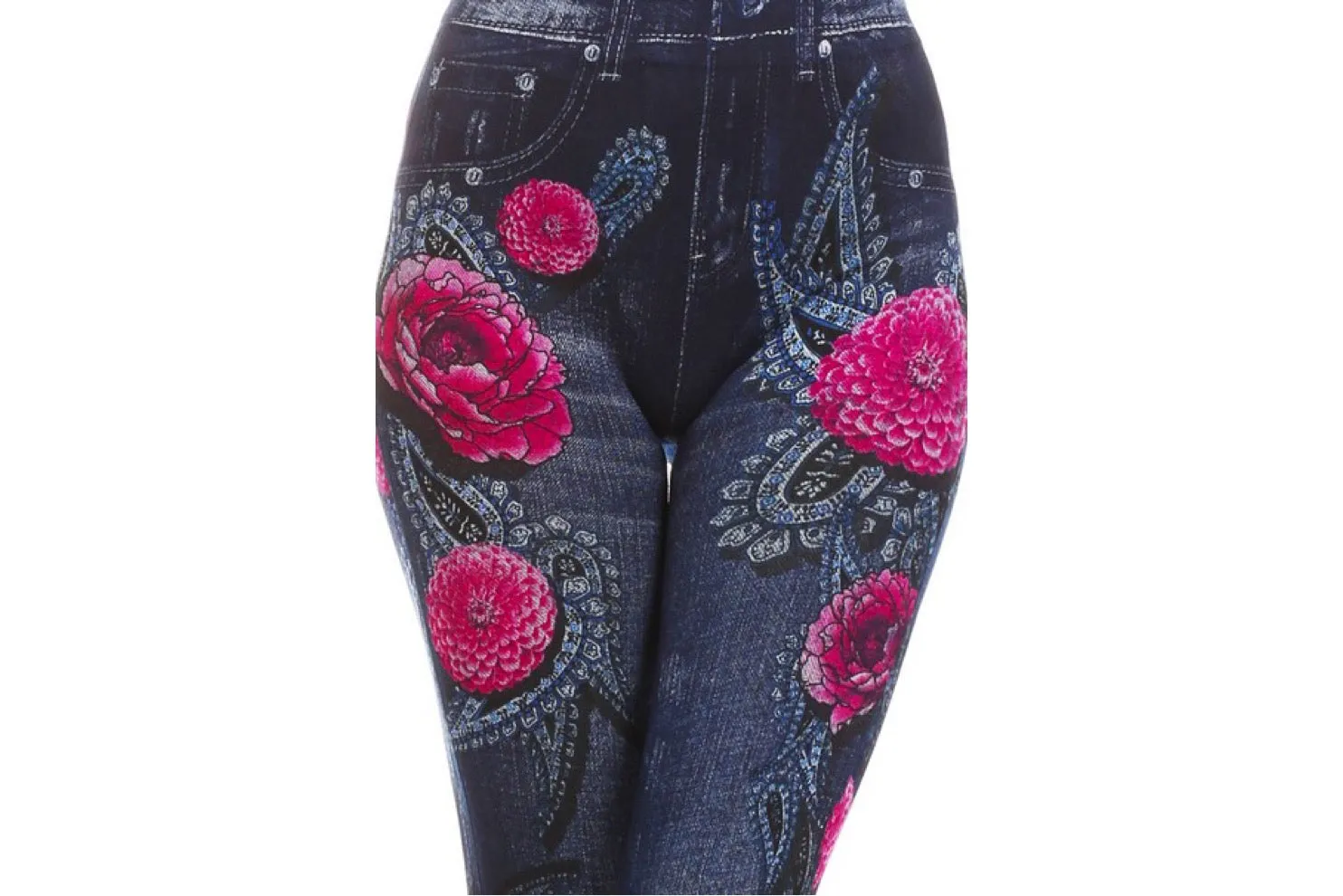 Blooming Flowers Stretch Jean Leggings
