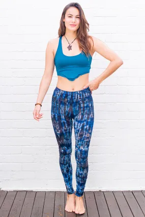 Blue Snakeskin Tie Dye Leggings