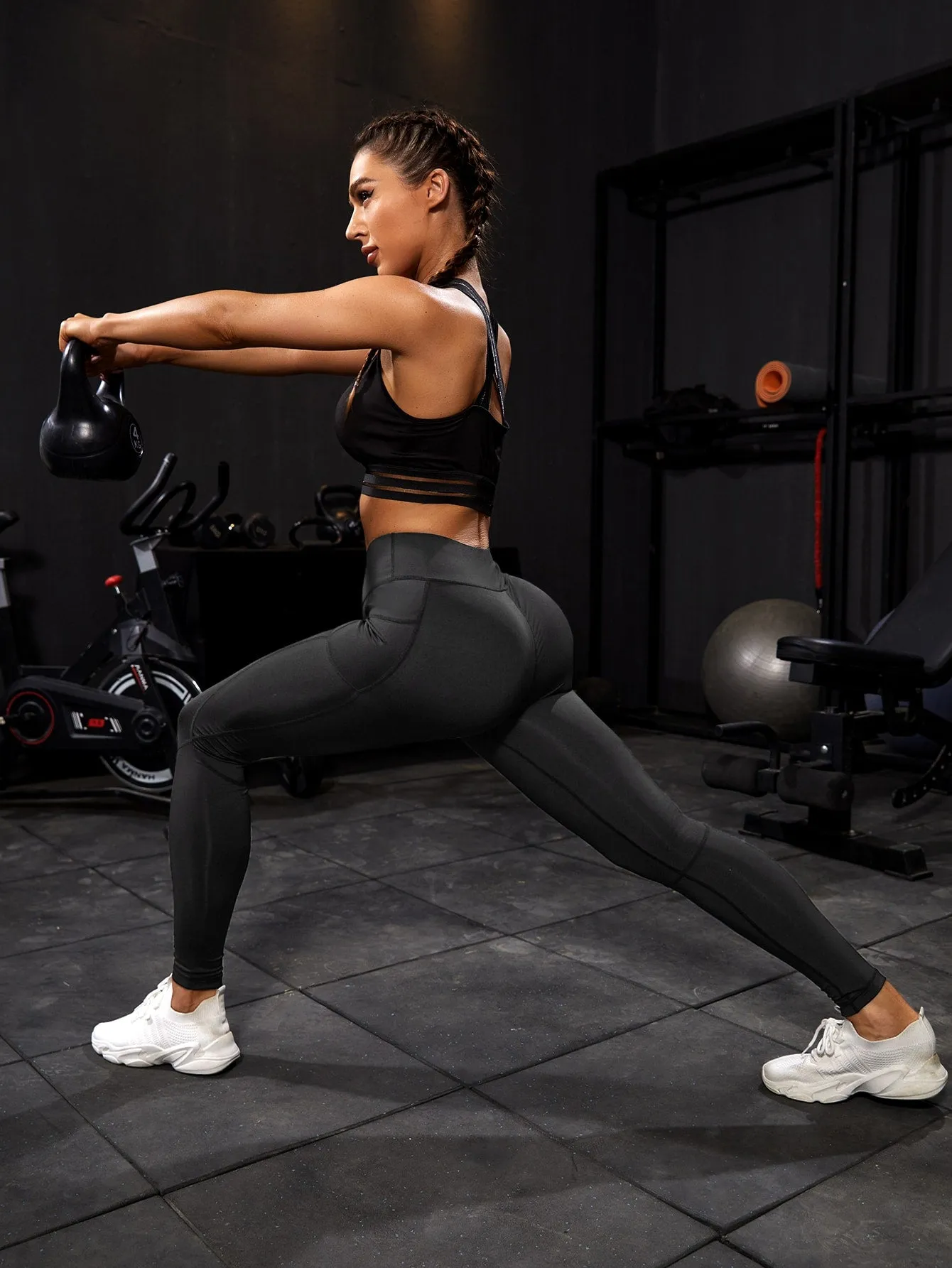 Breathable Softness Wide Waistband Sports Leggings With Phone Pocket