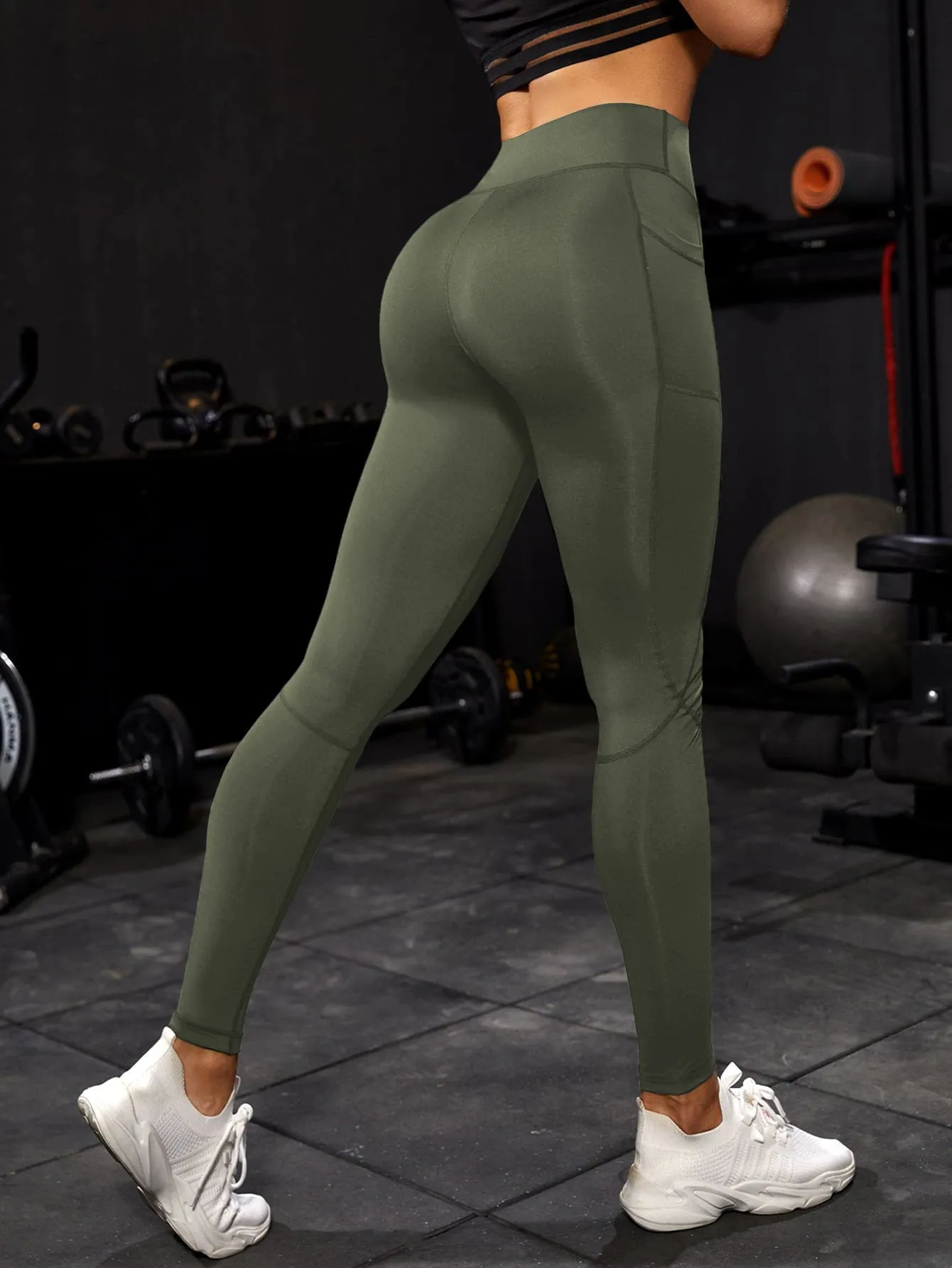 Breathable Softness Wide Waistband Sports Leggings With Phone Pocket