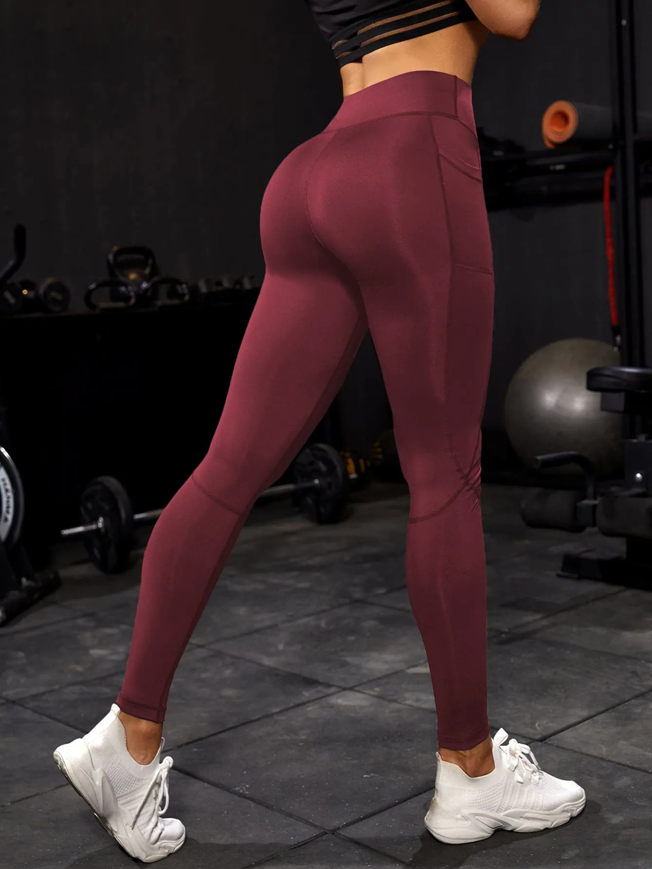 Breathable Softness Wide Waistband Sports Leggings With Phone Pocket