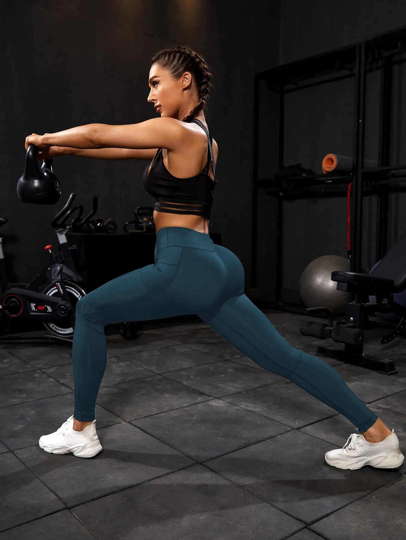 Breathable Softness Wide Waistband Sports Leggings With Phone Pocket