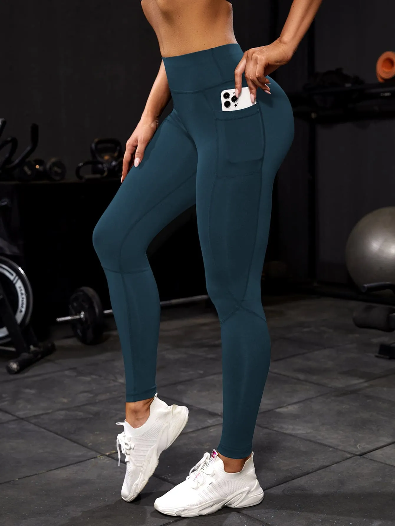 Breathable Softness Wide Waistband Sports Leggings With Phone Pocket