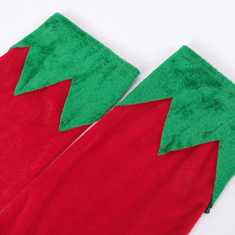 Christmas Elf Costume Adult Elf Cosplay Dress Stocking Christmas Family Party Suit