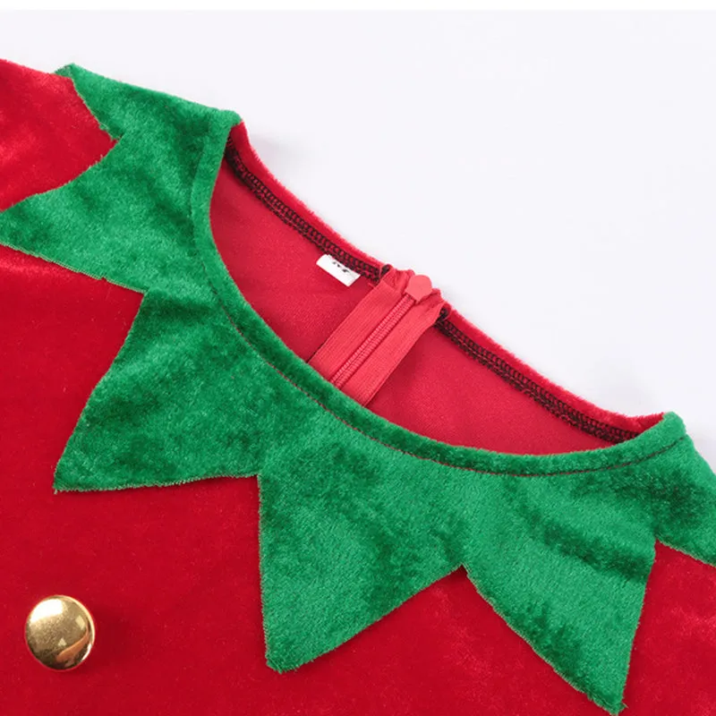 Christmas Elf Costume Adult Elf Cosplay Dress Stocking Christmas Family Party Suit