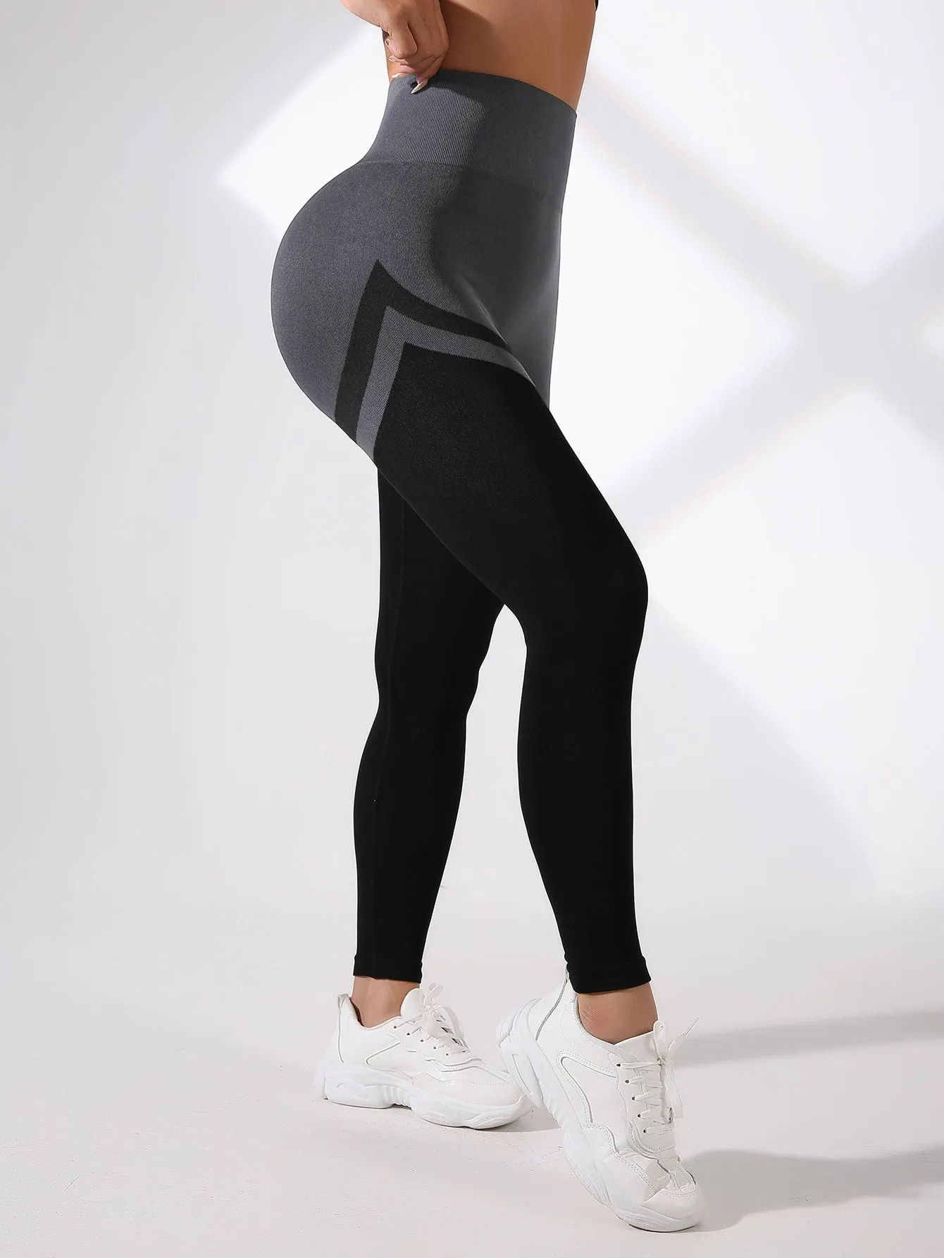 Colorblock Wide Waistband Sports Leggings