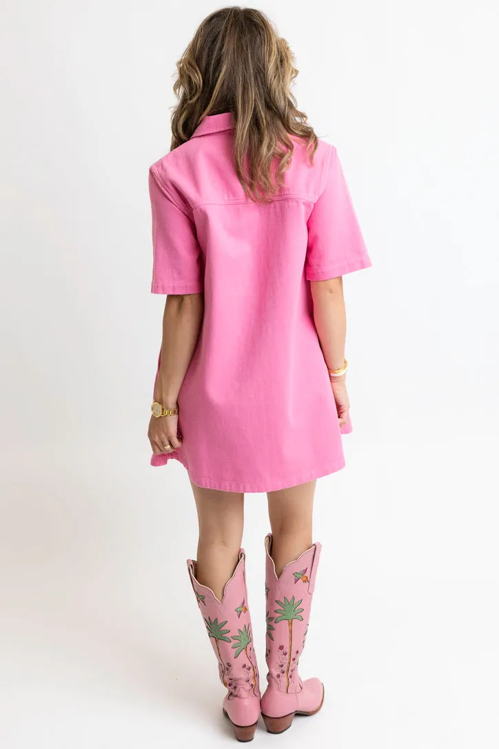 Denim Pocket Swing Shirt Dress