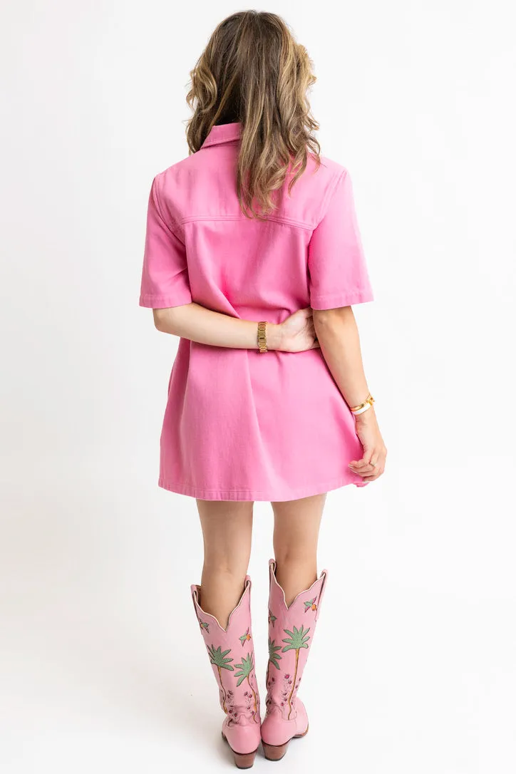 Denim Pocket Swing Shirt Dress
