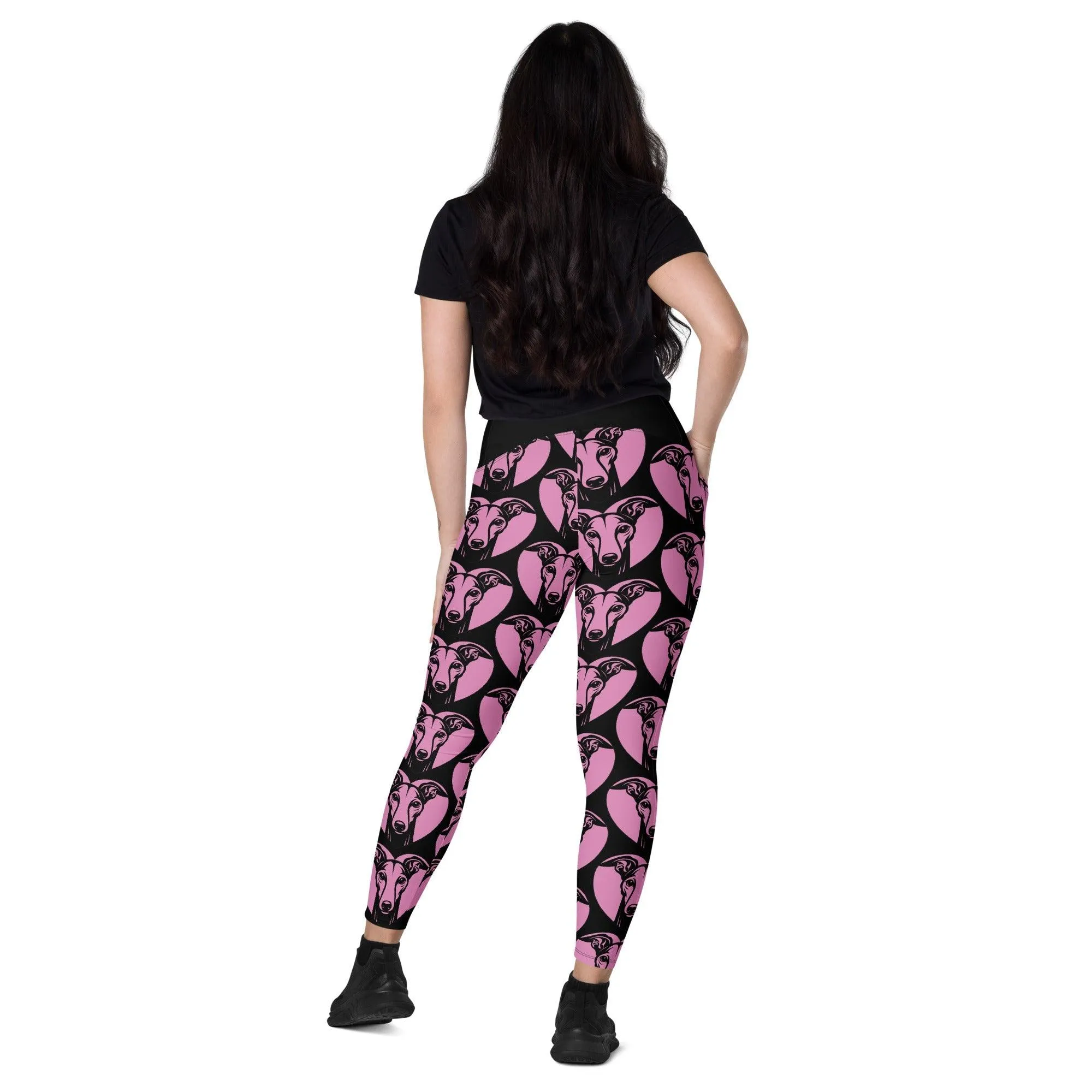DOG BREED LEGGINGS with pockets - ITALIAN GREYHOUND - HERTTAHOUND - pink