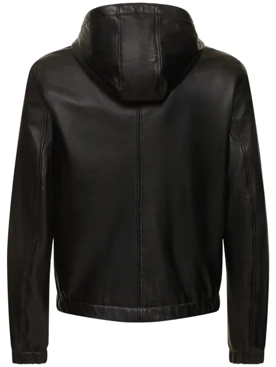 Dolce&amp;Gabbana   Leather hoodie w/logo plaque 