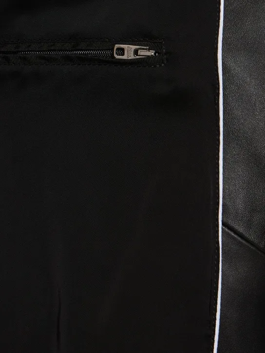 Dolce&amp;Gabbana   Leather hoodie w/logo plaque 
