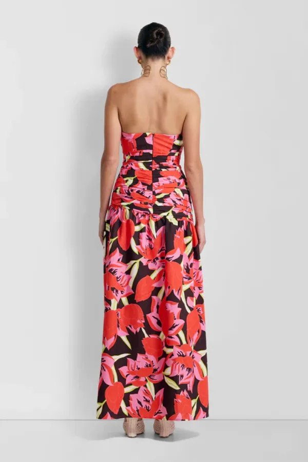 Dolcie Strapless Maxi Dress Rojo Print