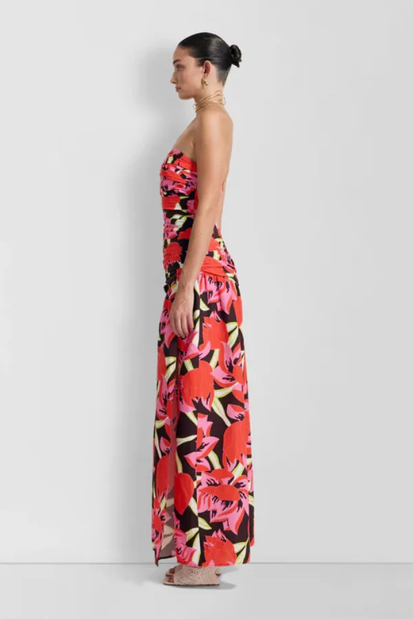 Dolcie Strapless Maxi Dress Rojo Print