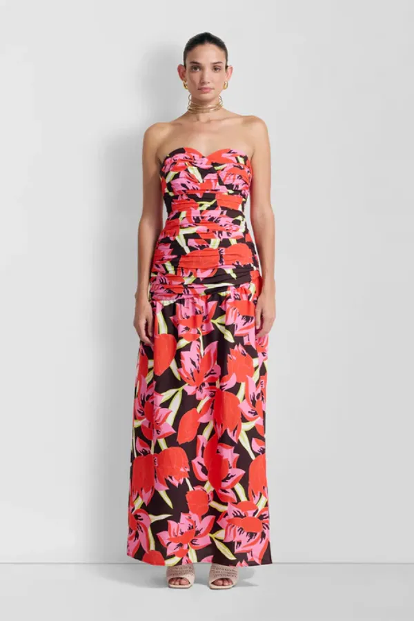 Dolcie Strapless Maxi Dress Rojo Print