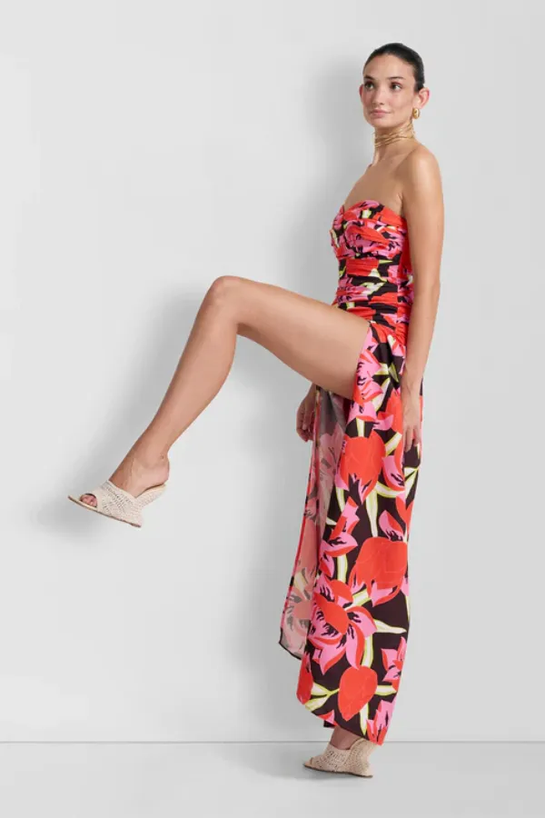 Dolcie Strapless Maxi Dress Rojo Print