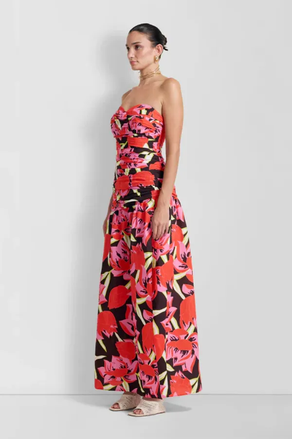 Dolcie Strapless Maxi Dress Rojo Print