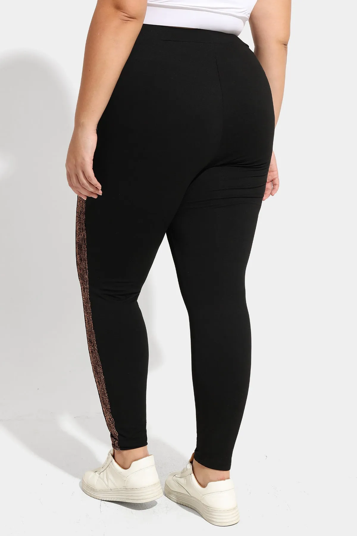 Elascated Waist Striped Side Legging