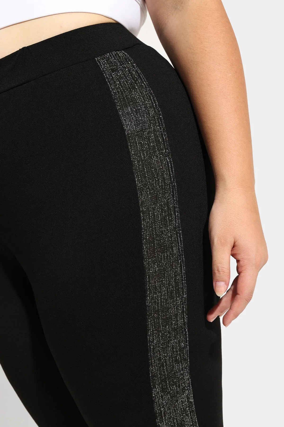 Elascated Waist Striped Side Legging