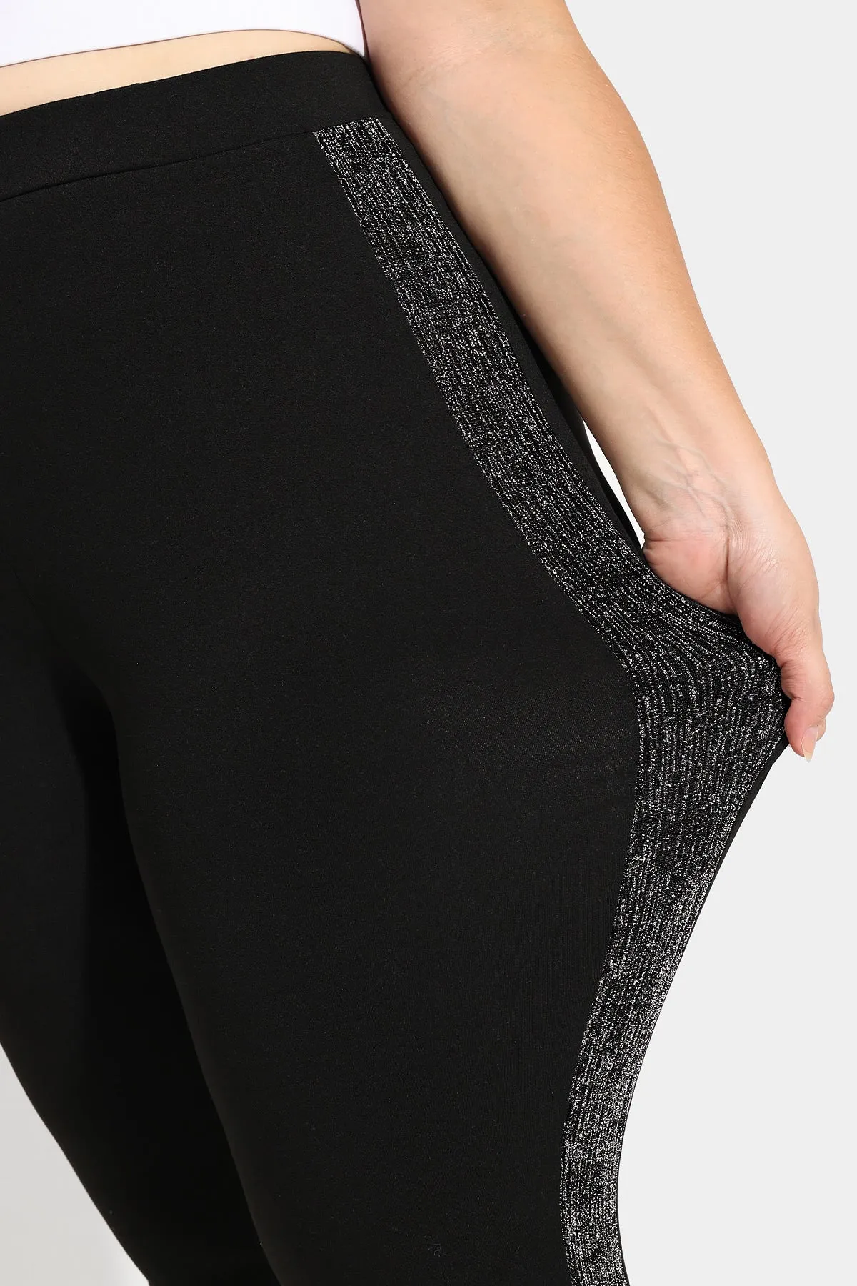 Elascated Waist Striped Side Legging