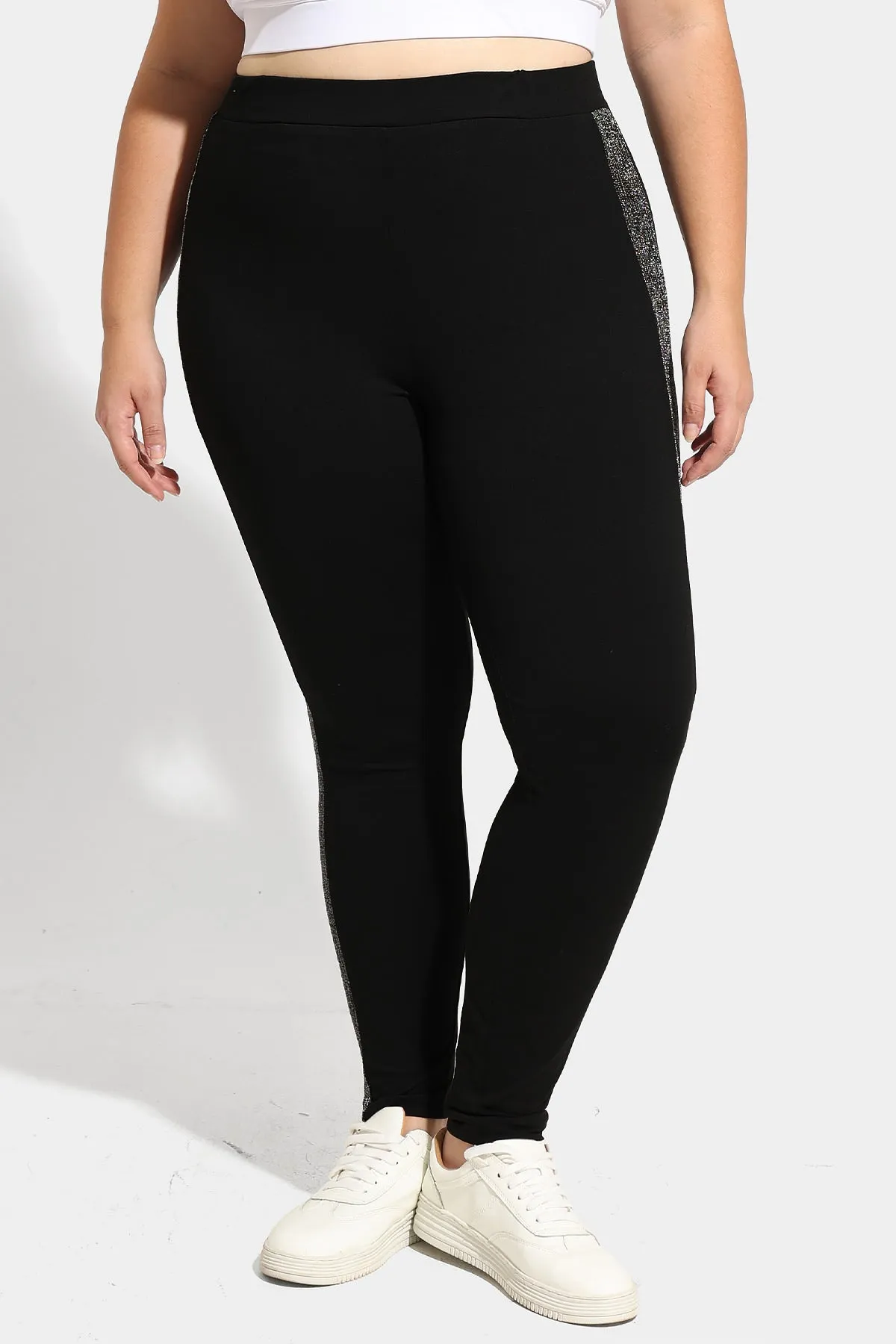 Elascated Waist Striped Side Legging