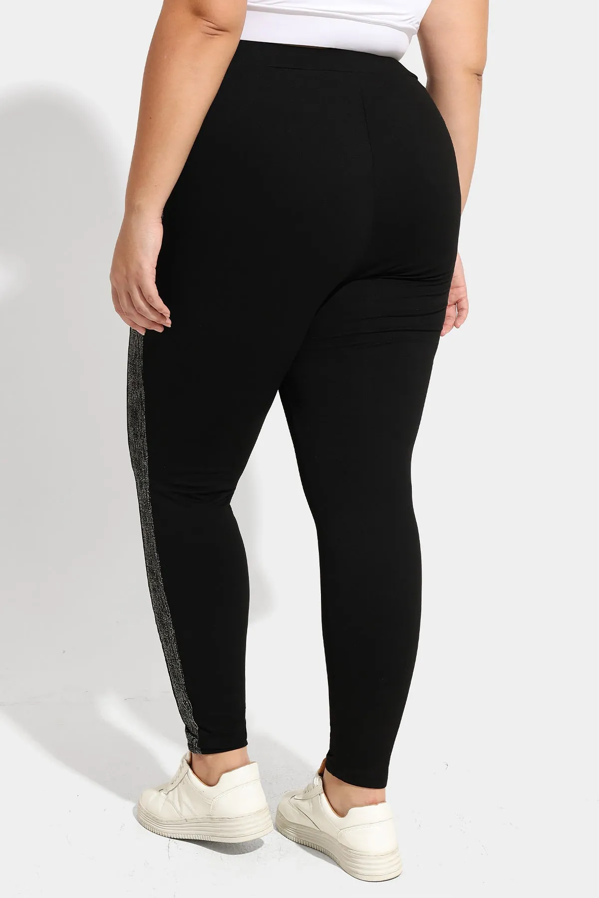 Elascated Waist Striped Side Legging