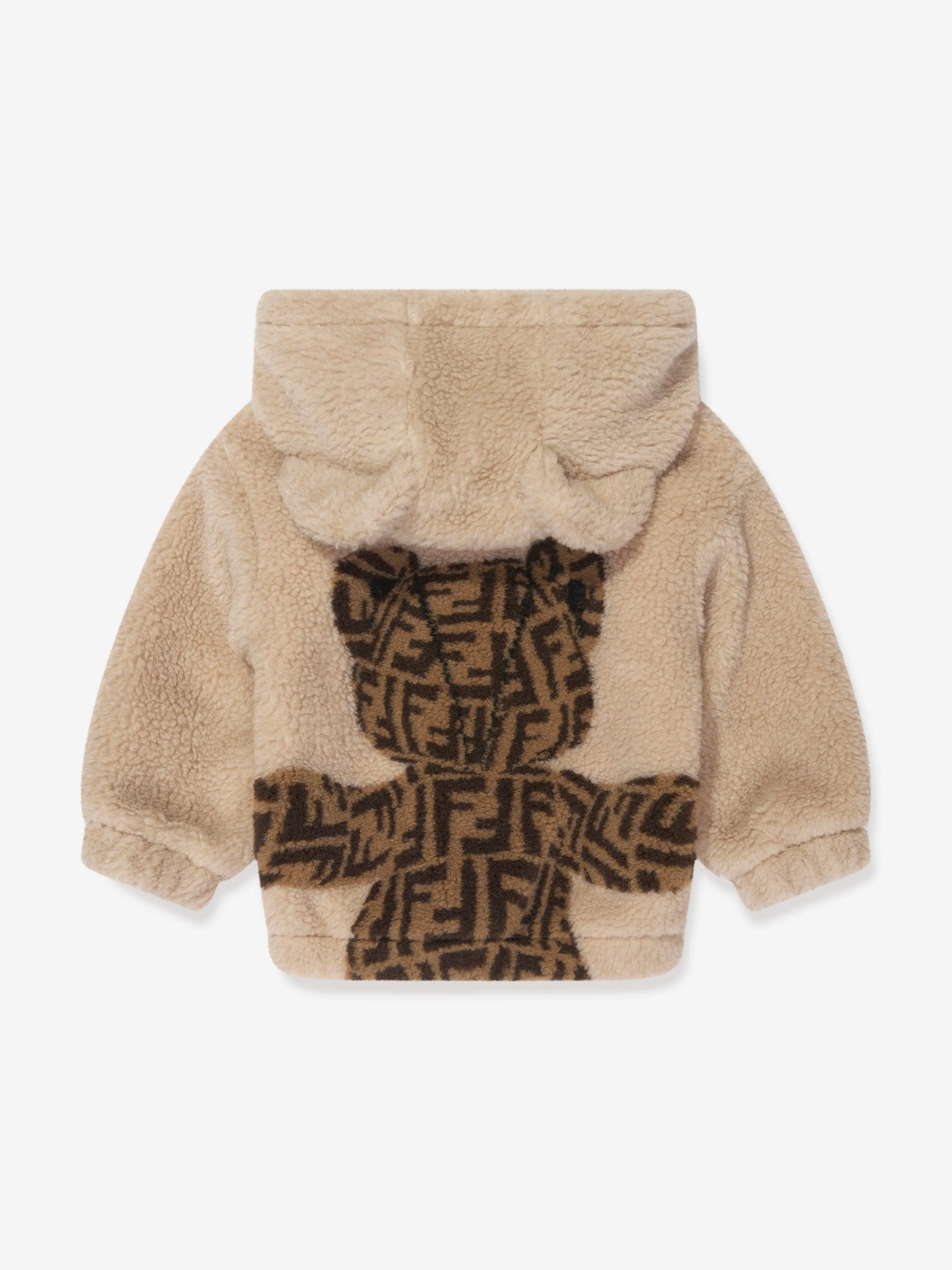 Fendi Baby Wool Bear Hoodie in Beige
