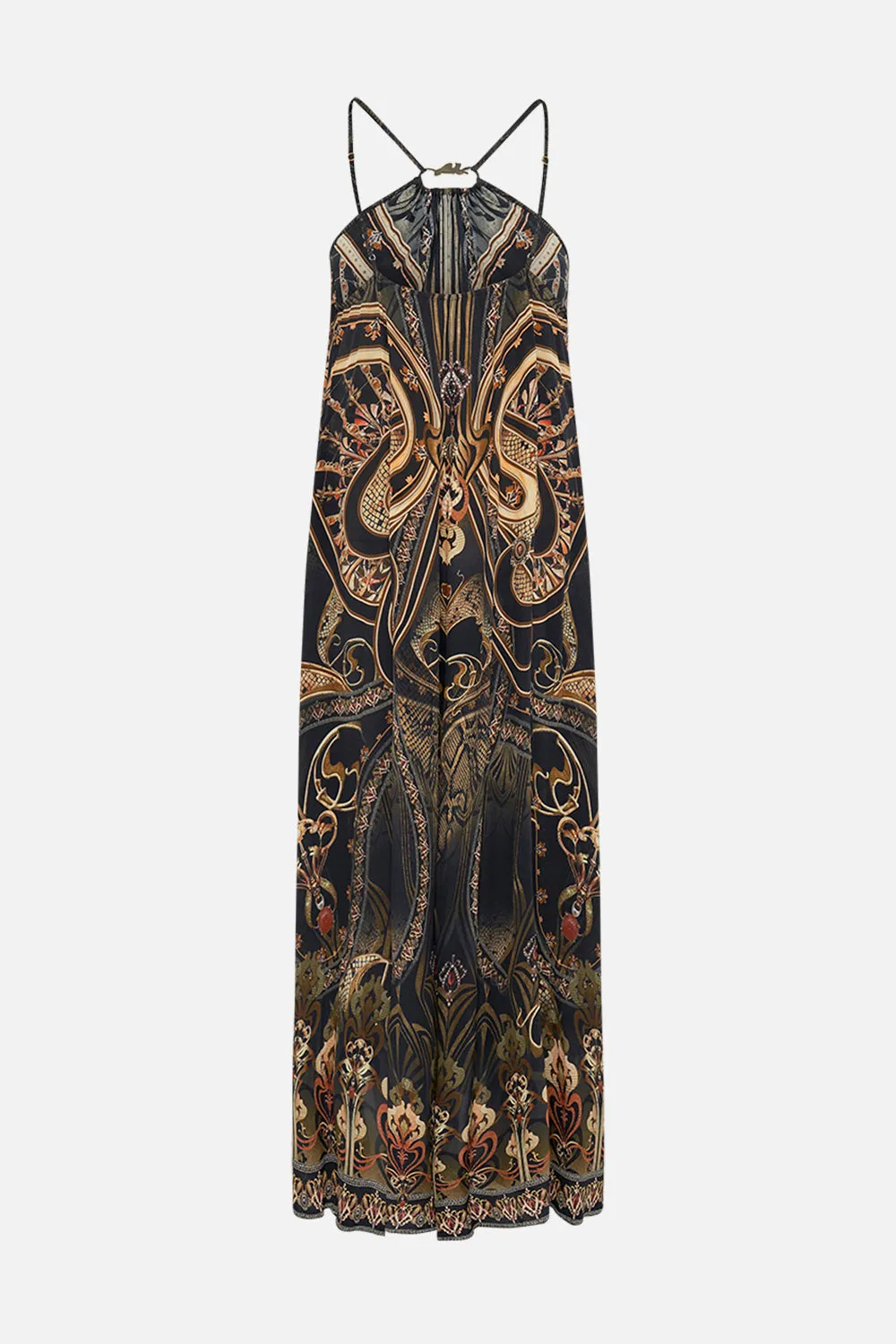 GATHER NECK HARDWARE MAXI DRESS NOUVEAU NOIR