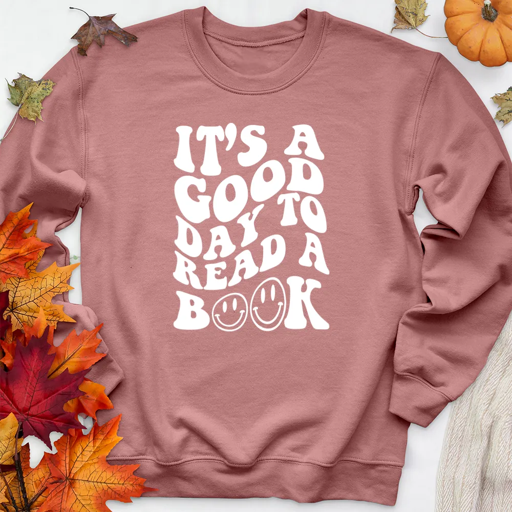good day to read a book premium crewneck sweatshirt