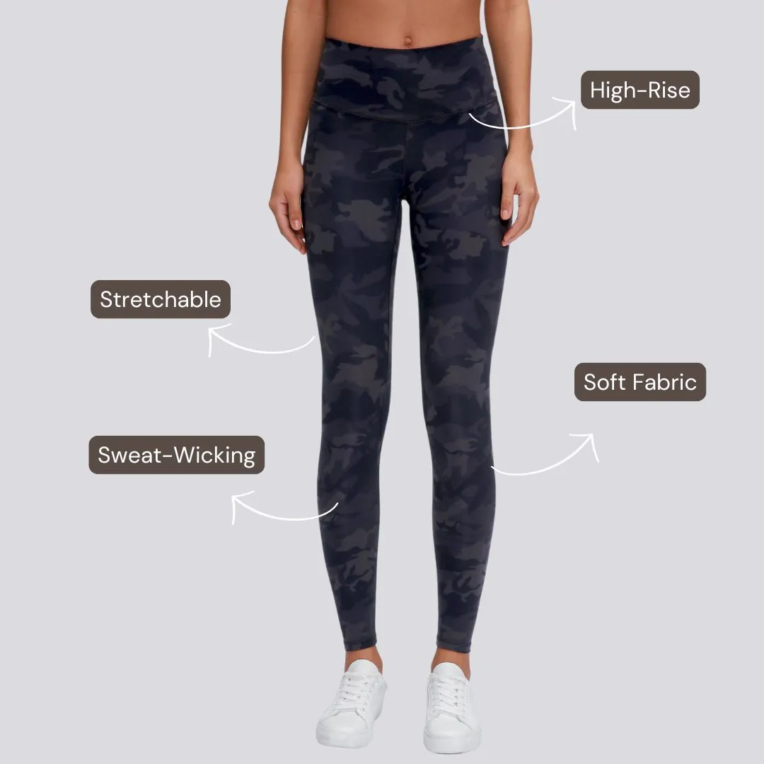 High Rise Flow Leggings - Black Grey Print