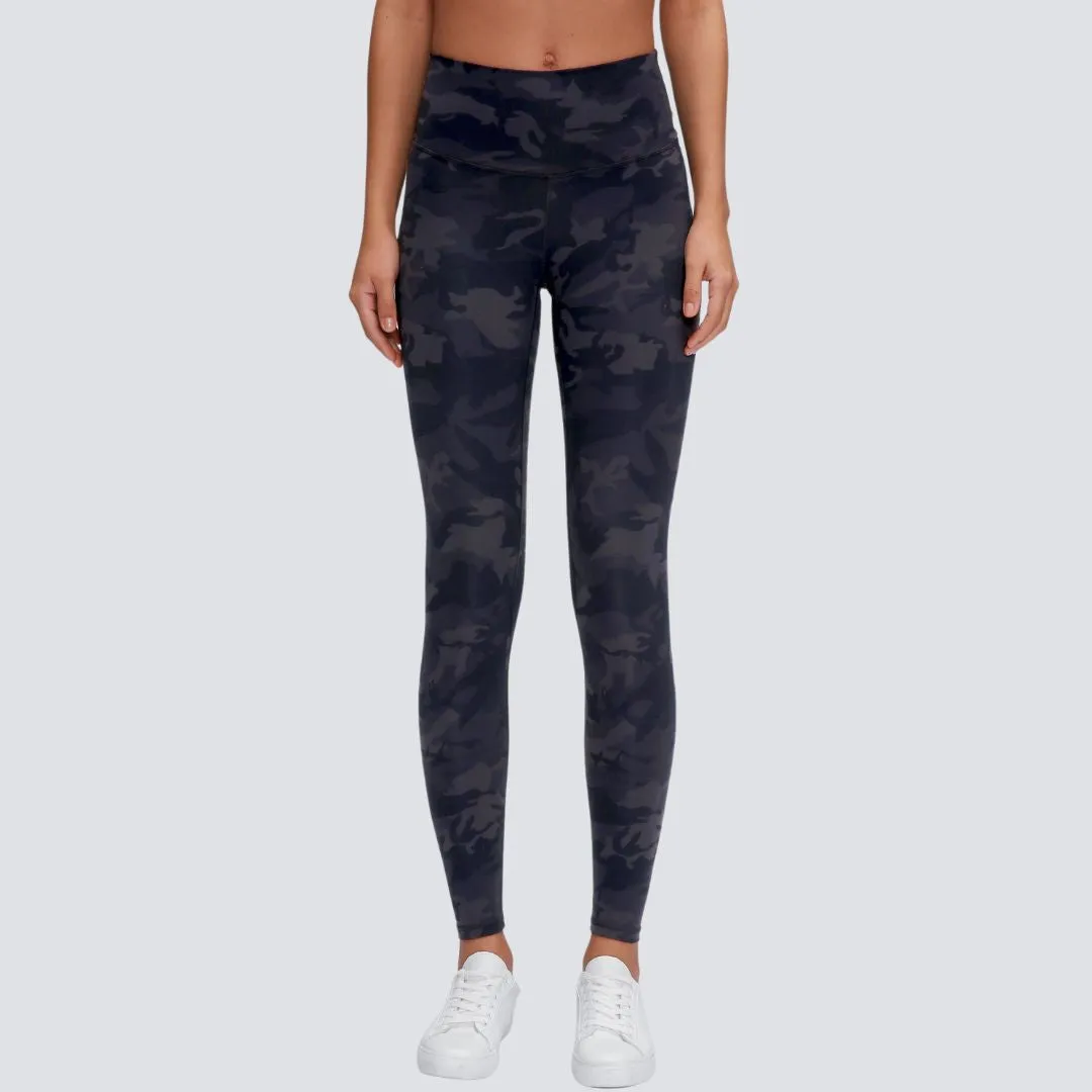 High Rise Flow Leggings - Black Grey Print