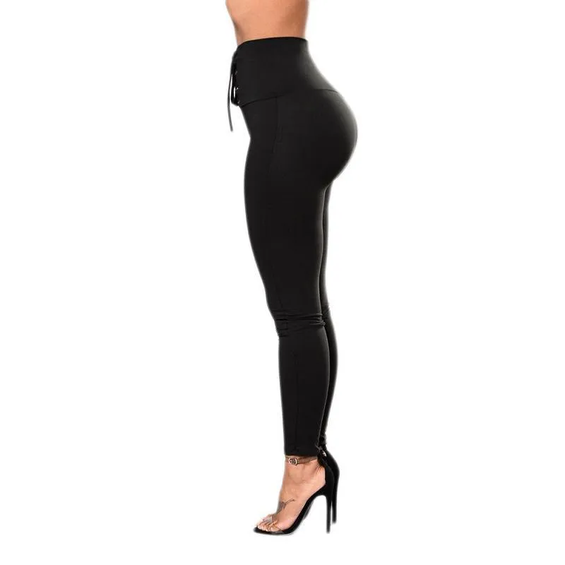 HIGH-WAISTED LACE-UP LEGGINGS