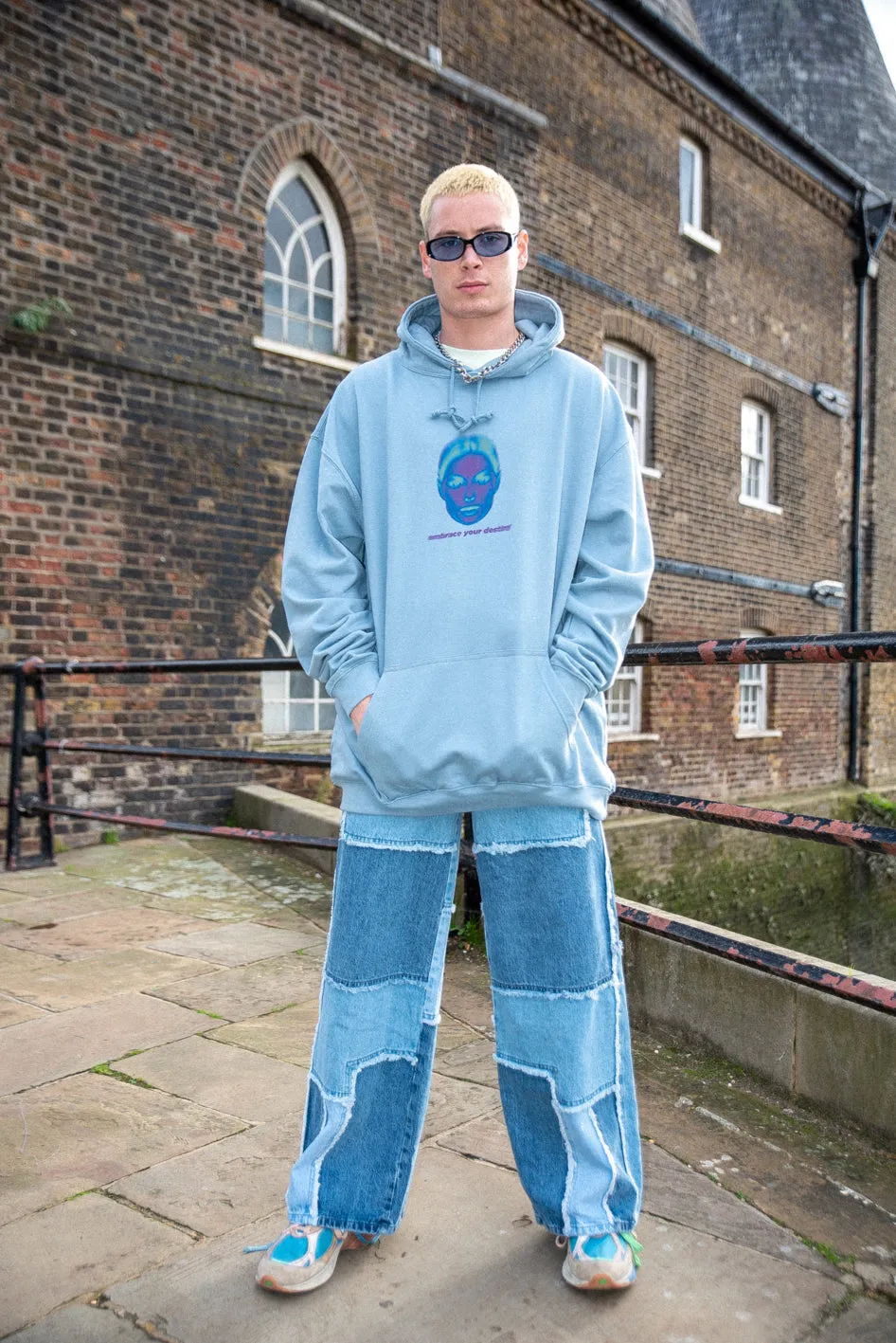 Hoodie in Dusty Blue with Embrace Your Destiny Print
