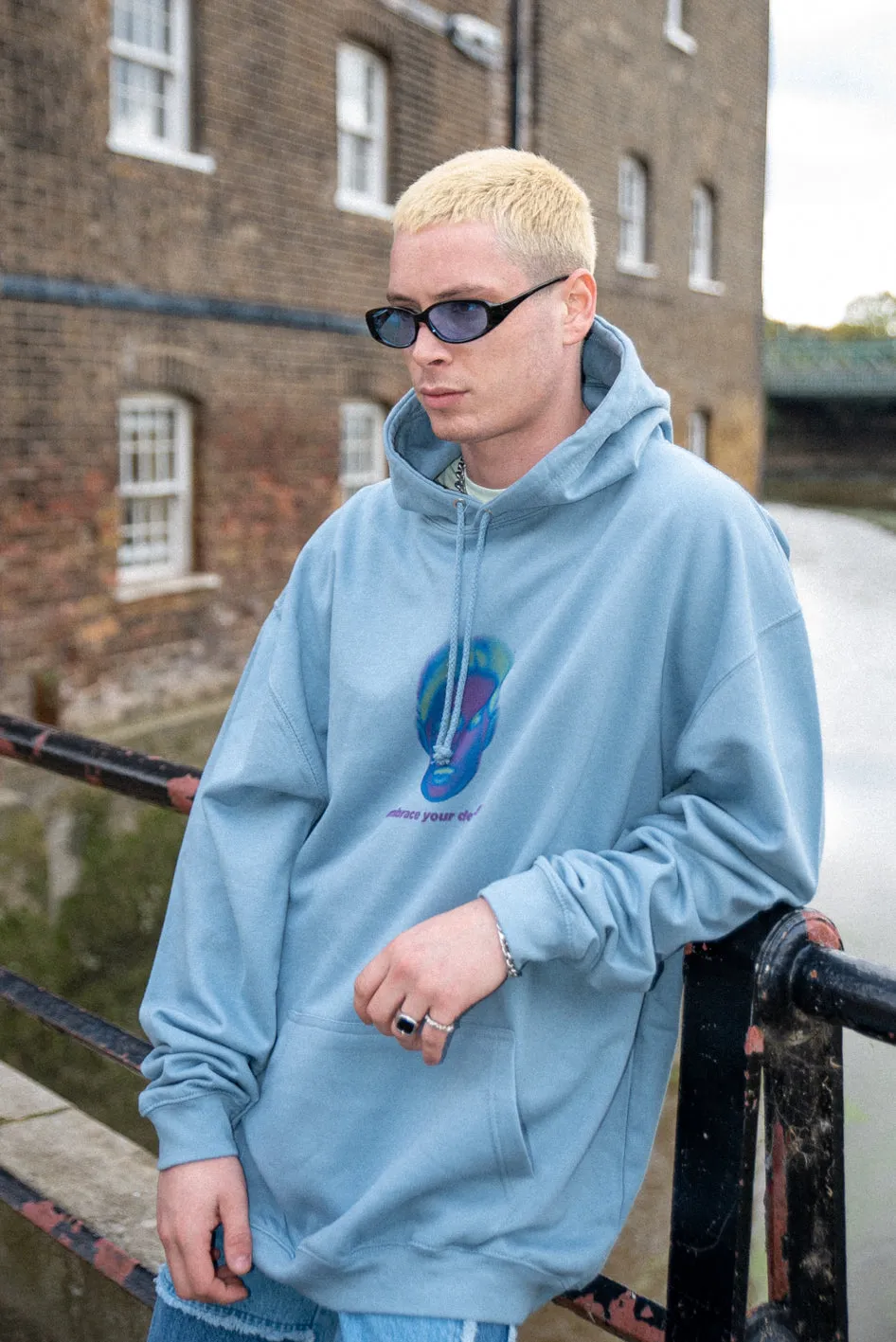 Hoodie in Dusty Blue with Embrace Your Destiny Print