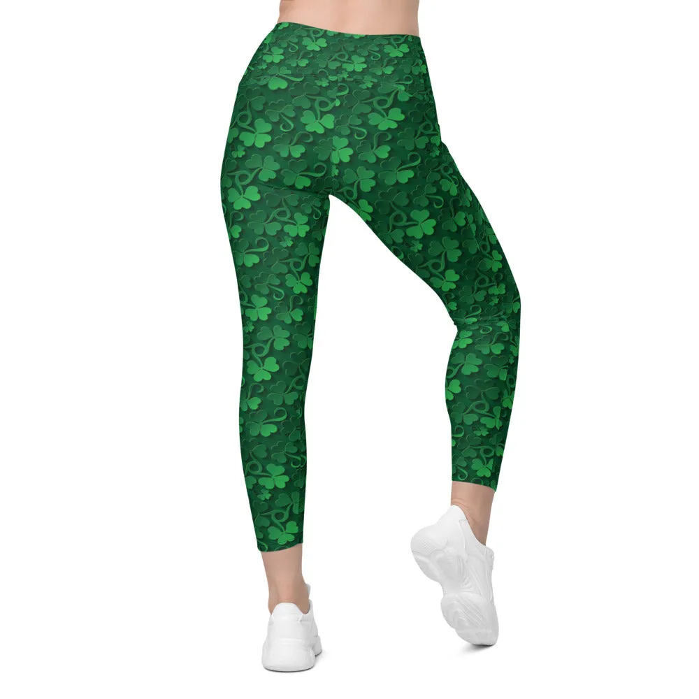 Irish 3D Shamrocks Leggings with Pockets