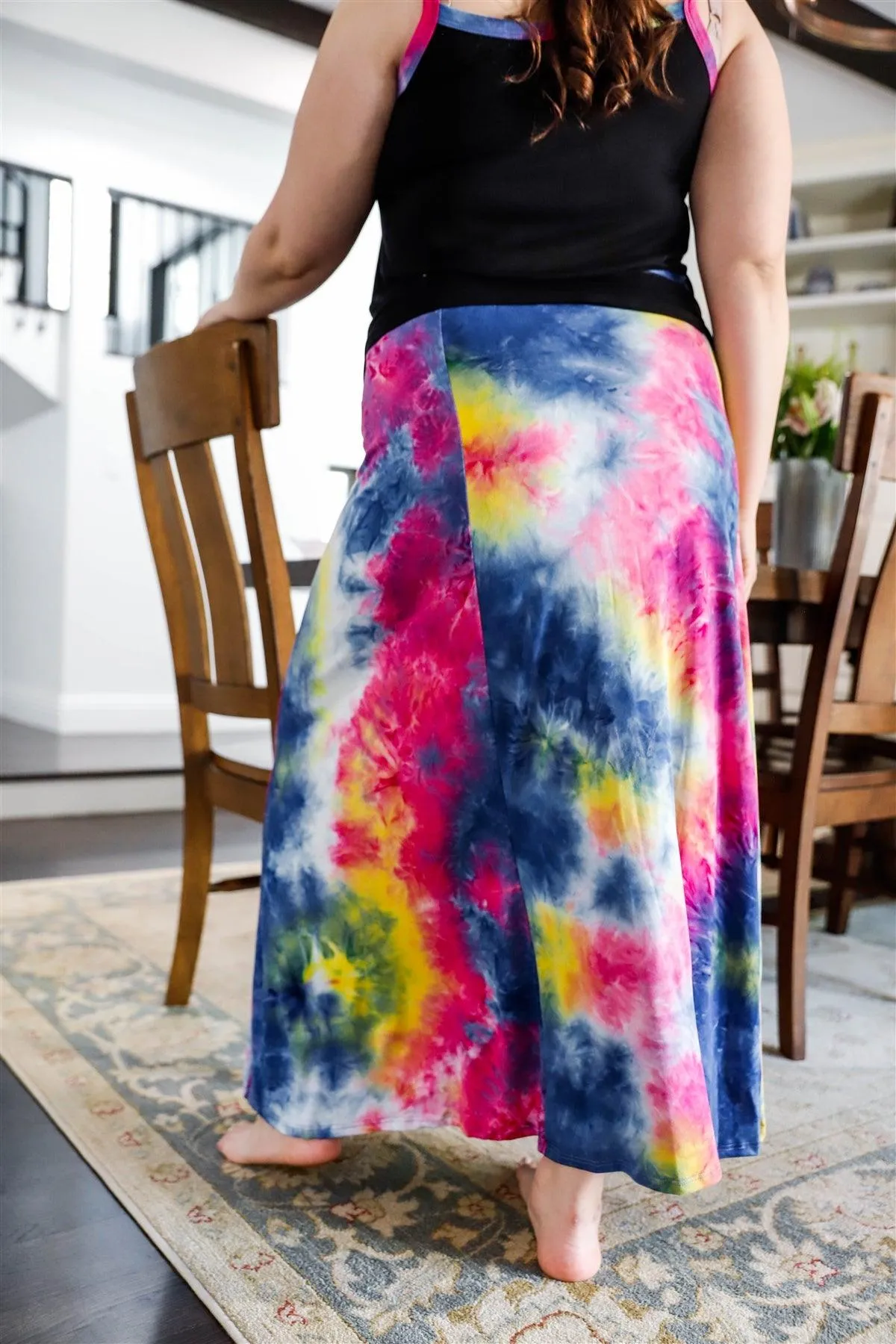 Junior Plus Lavender Tie-Dye V-Neck Top & Maxi Skirt Set