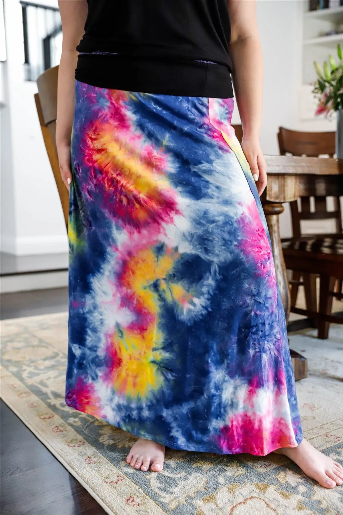 Junior Plus Lavender Tie-Dye V-Neck Top & Maxi Skirt Set