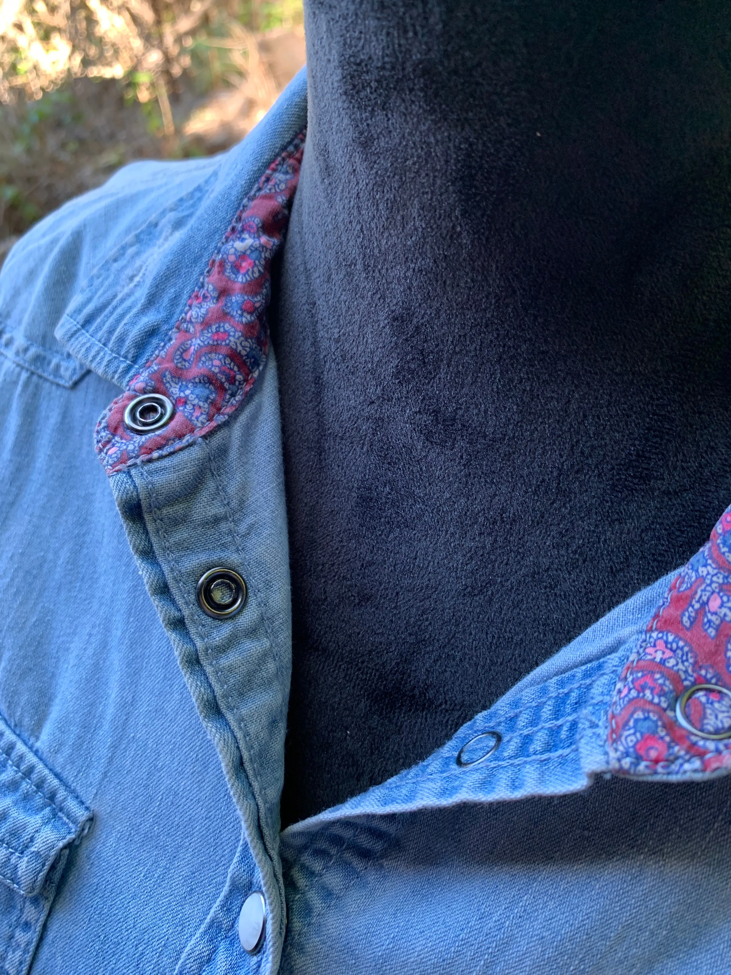 Light Denim Shirt with Pearl Snaps
