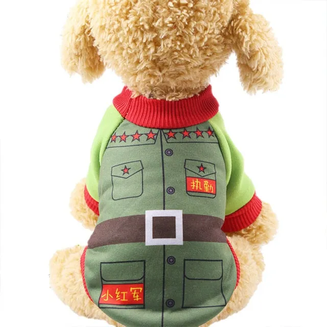 Little Red Army Winter Warm And Soft Puppy Sweater