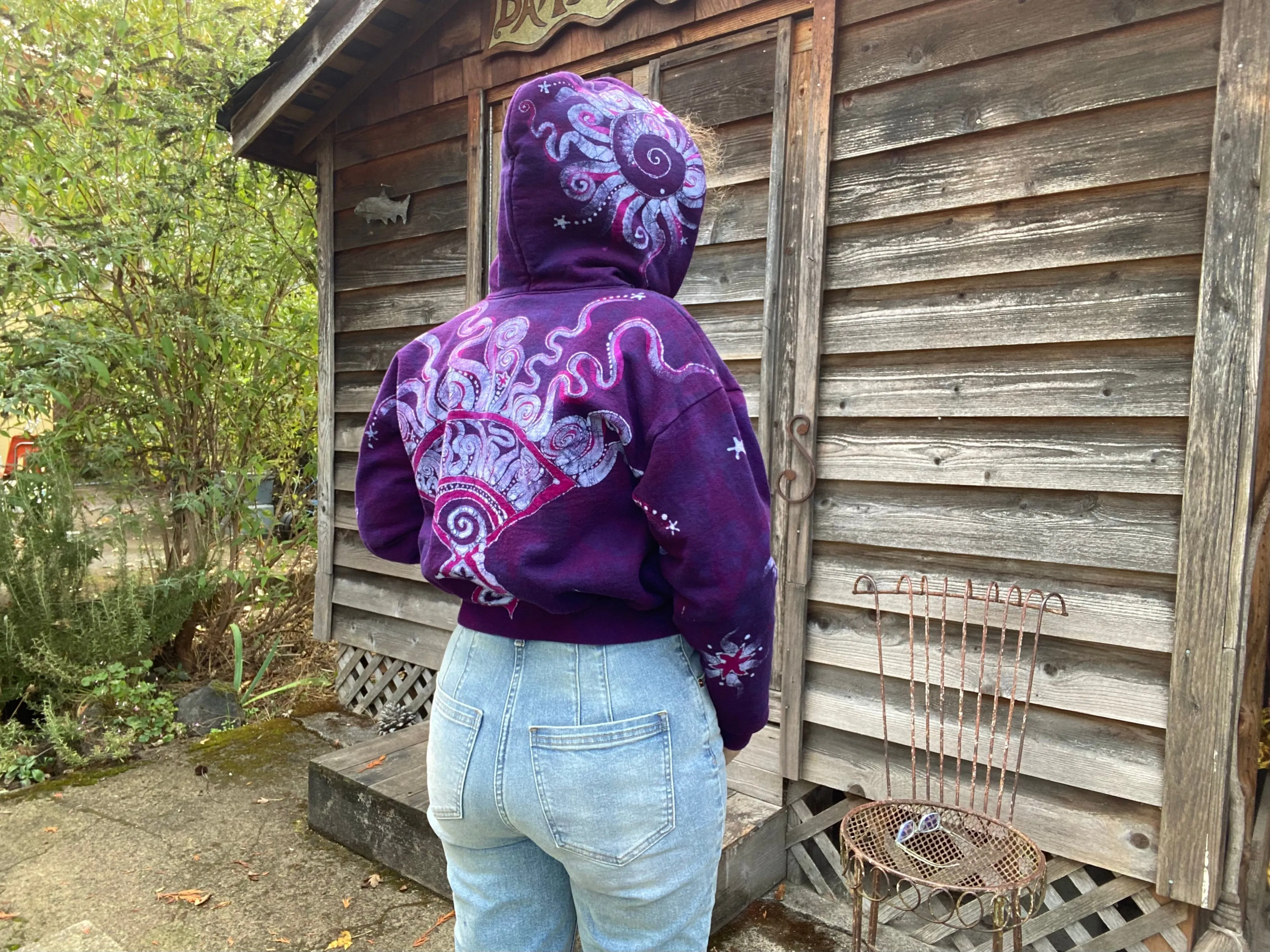 Magenta Surf Boardwalk Handmade Batik Hoodie - Size S/M