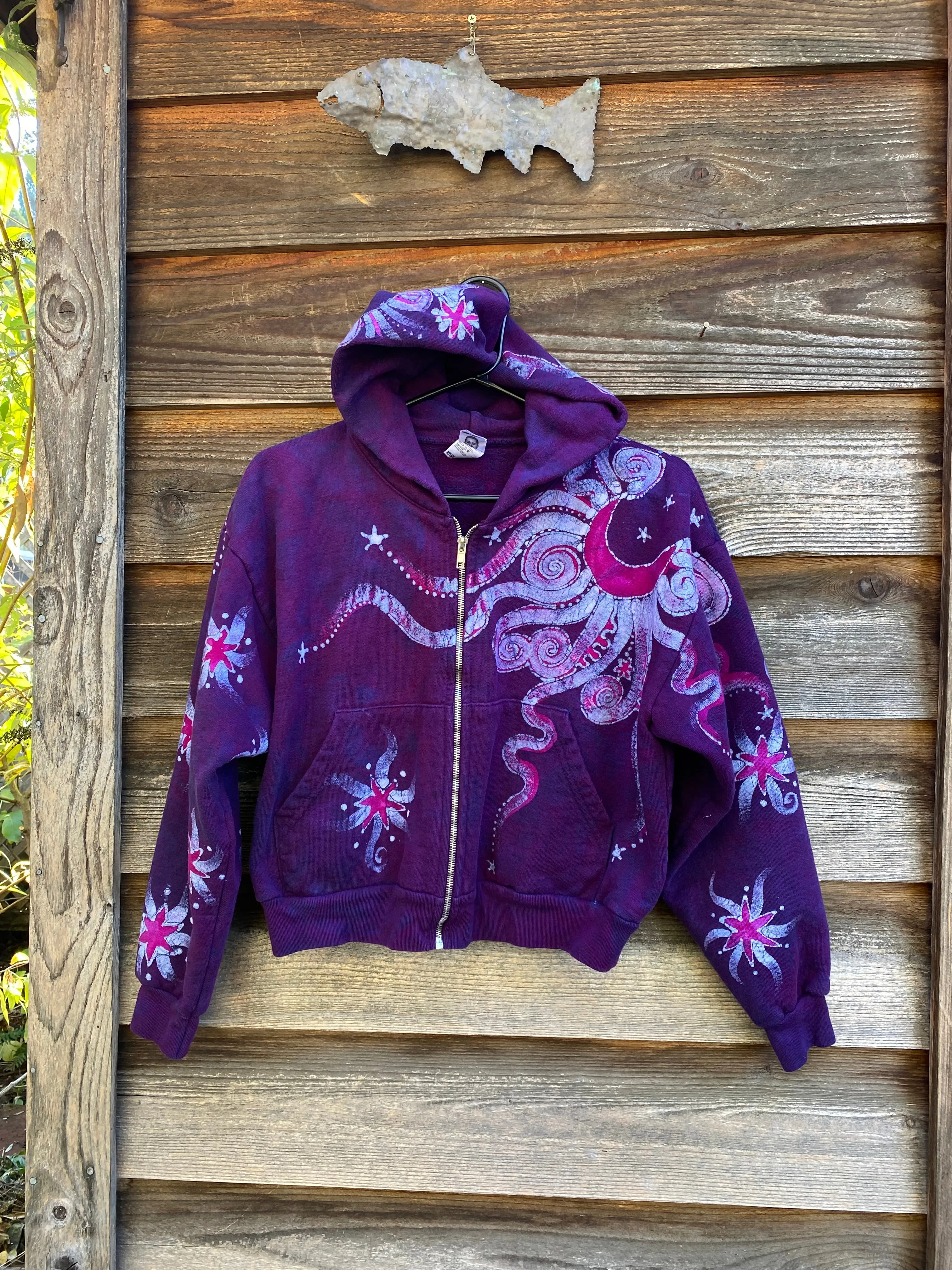 Magenta Surf Boardwalk Handmade Batik Hoodie - Size S/M