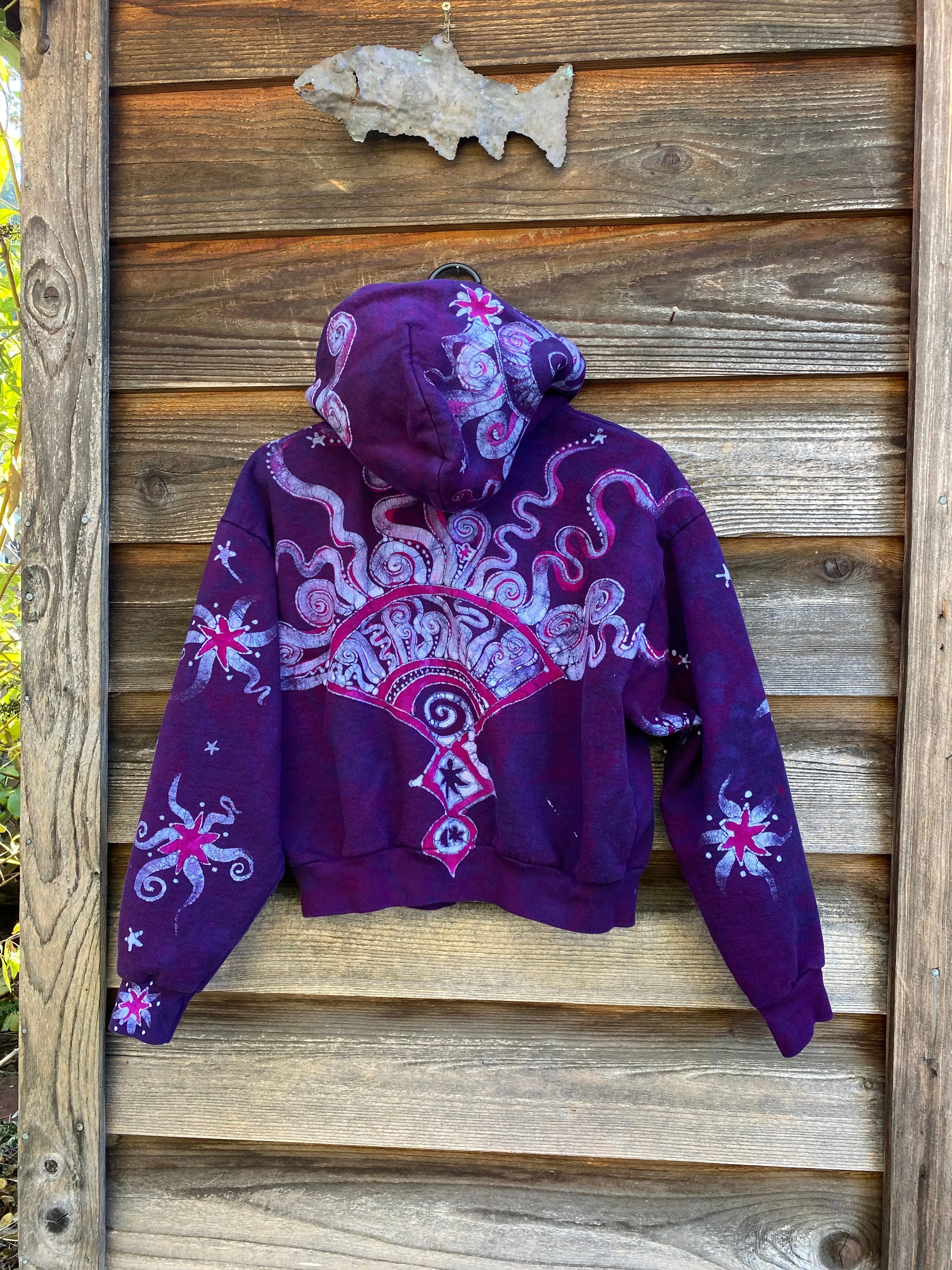 Magenta Surf Boardwalk Handmade Batik Hoodie - Size S/M