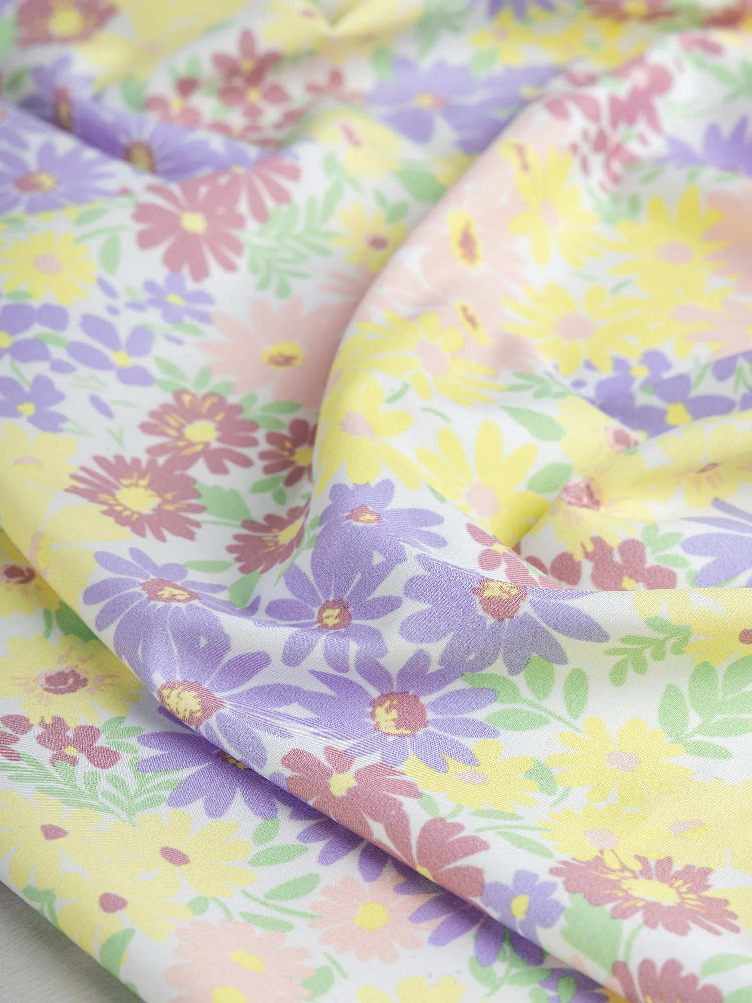 Matisse Inspired Daisy Recycled Swim Performance Knit - White   Lavender   Yellow - Swatch